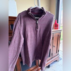 Jos. A. Bank Men's Burgundy Plaid Zip-Up Sweater